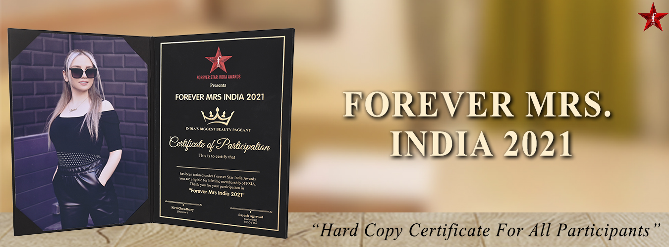 Forever Mrs India Hard Copy Certificate